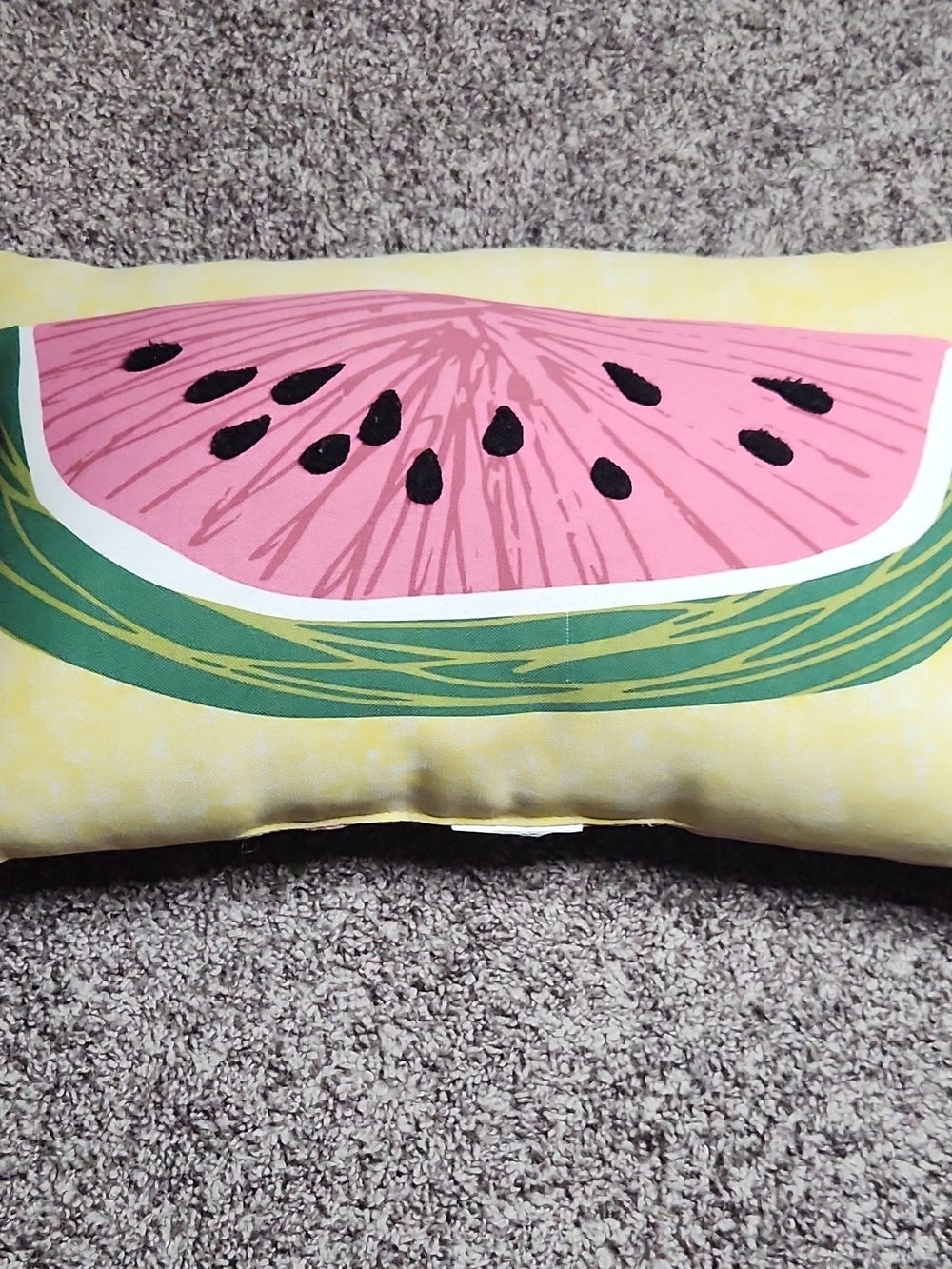 Yellow Watermelon Graphic Lumbar Accent Pillow with Pink Slice